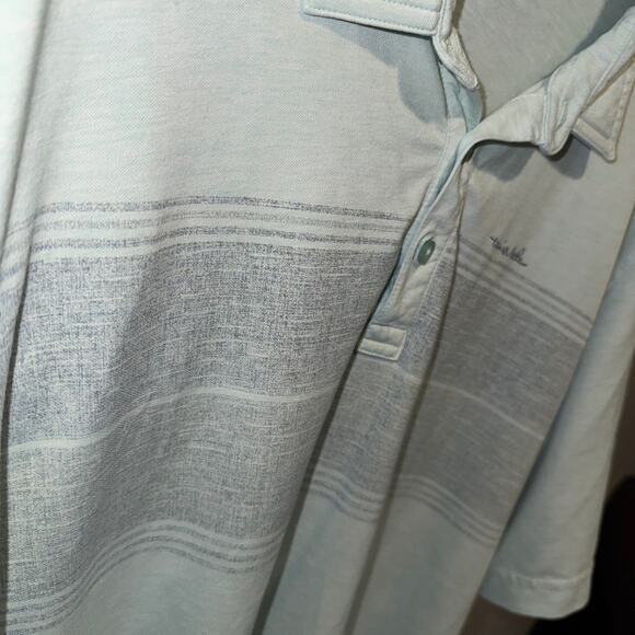 TravisMathew Men’s Polo Shirt Large | Light Blue Heather Striped Golf Top - Picture 5 of 6